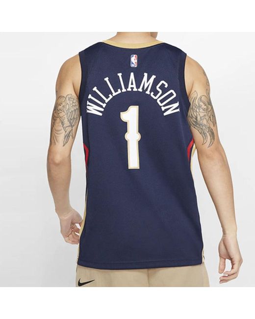 Nike Blue Nba Zion Williamson Basketball Sports Jersey Sw Fan Edition New Orleans Pelicans 1 Dark for men