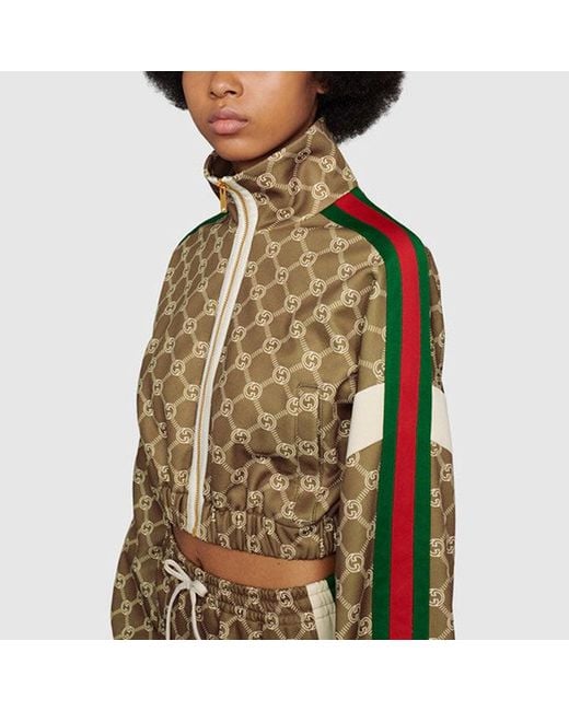 Gucci Green (Wmns) Interlocking G Zipper Jacket Ivory'