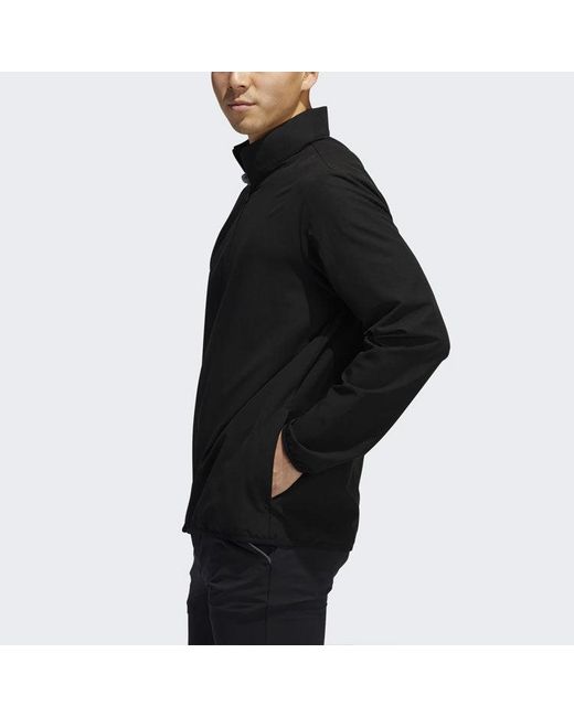 Adidas Black Golf Sports Windproof Woven Stand Collar Jacket for men