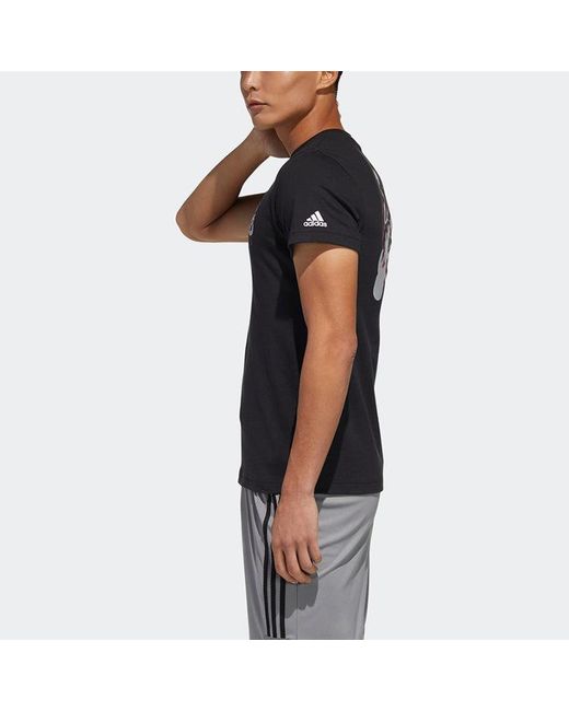 Adidas Black 5 Generals Jh Back Printing Round Neck Basketball Sports Short Sleeve for men