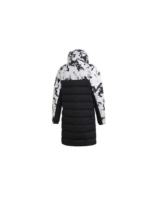Adidas Black Juve Ssp Dwcoat Juventus Colorblock Soccer/Football Mid-Length Sports Hooded Down Jacket for men