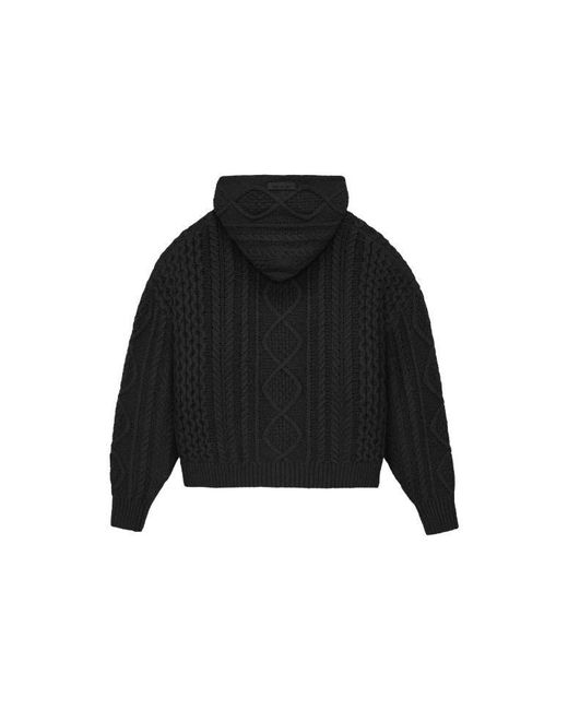 Fear Of God Black Fw23 Cable Knit Hoodie 'Jet' for men