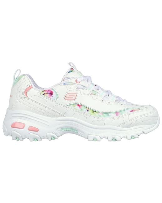 Skechers White (Wmns) D'Lites Blooming Fields Sneakers Multi'