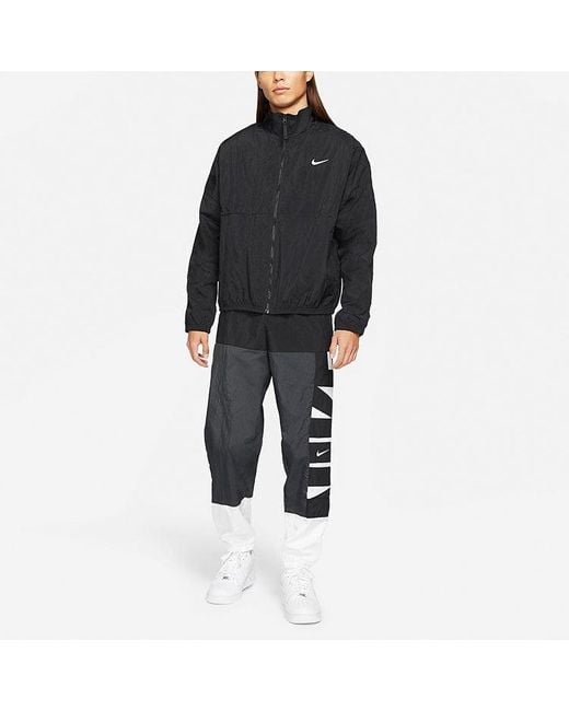 Nike Blue Stand Collar Logo Print Jacket for men