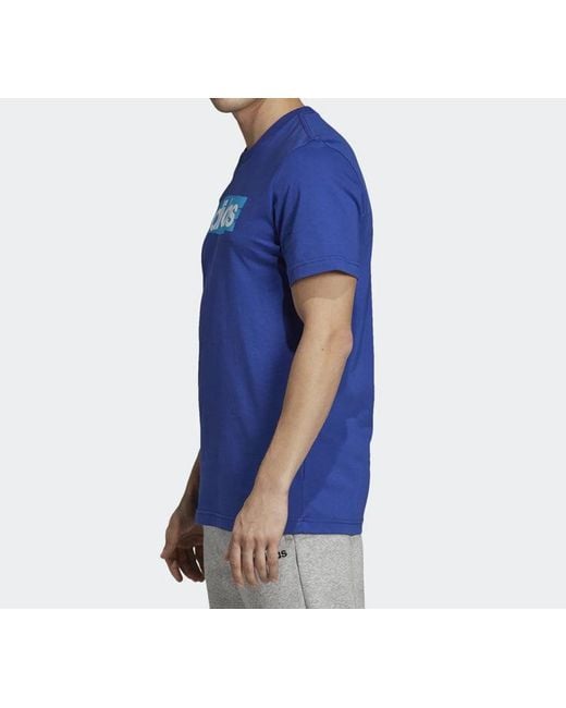 Adidas Blue Alphabet Logo Printing Sports Short Sleeve for men