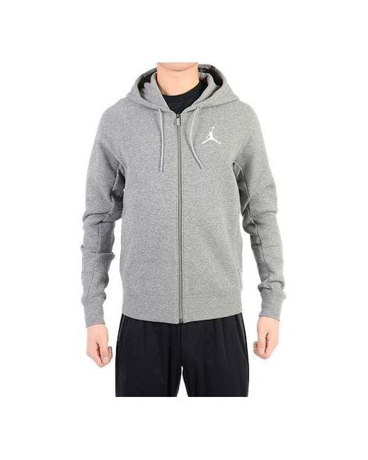 Nike Gray Sports Hooded Long Sleeves Zipper Logo Jacket for men