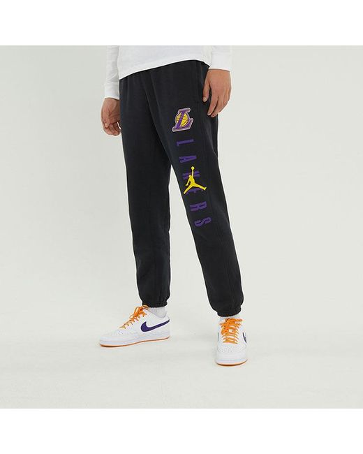 Nike Blue Nba Courtside Statement Edition Los Angeles Lakers Bundle Feet Sports Long Pants for men