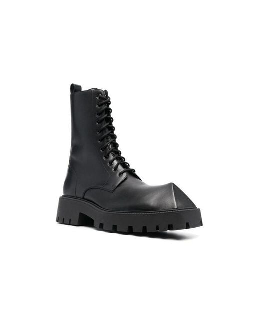 Balenciaga Black Rhino 25Mm Lace Up Boots Smooth Calfskin' for men