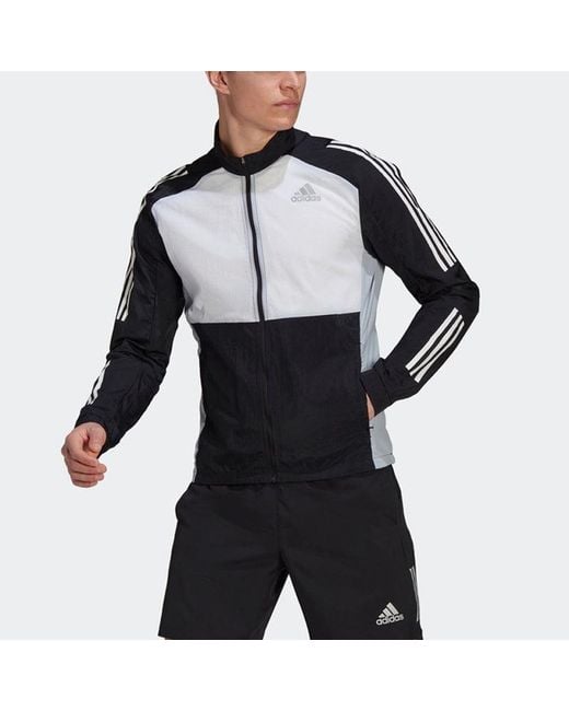 Adidas Black Otr Track Jkt Running Colorblock Sports Stand Collar Jacket for men
