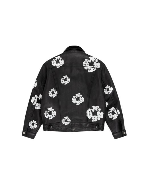 DENIM TEARS Black X Levi's Fw23 Leather Cotton Wreath Type Iii Jacket for men