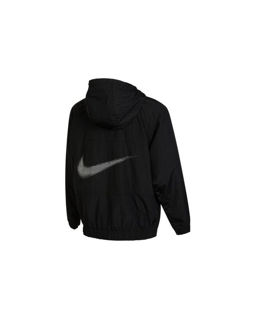 Nike Black Alphabet Logo Printing Woven Hooded Jacket Autumn for men
