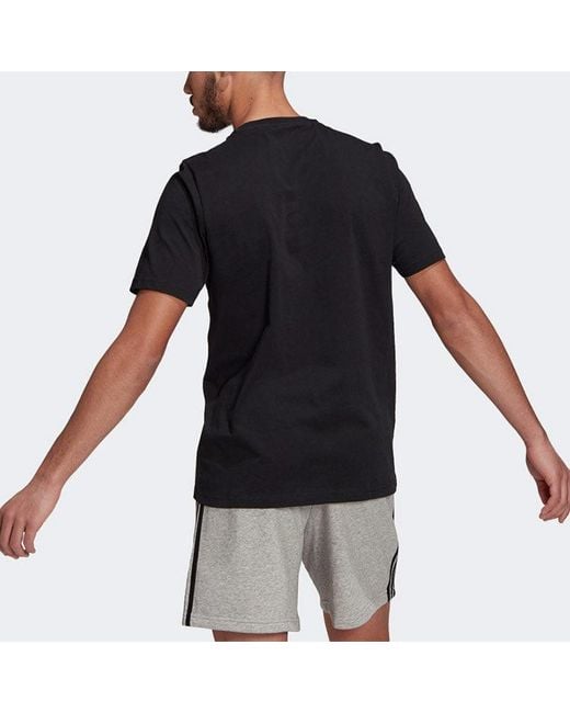 Adidas Black M Sl Sj T Logo Sports Round Neck Short Sleeve for men