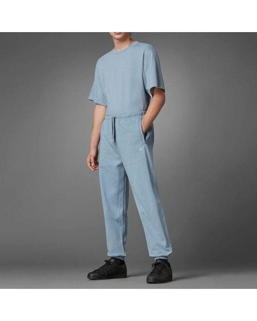 Adidas Blue Originals Logo Solid Color Bundle Feet Sports Pants/Trousers/Joggers for men