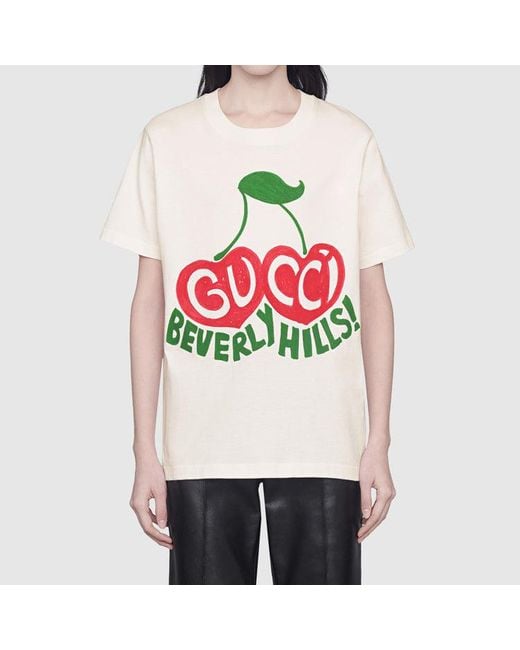 Gucci White Beverly Hills Cherry T-shirt