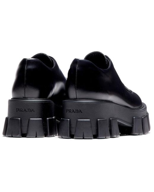 Prada Black (Wmns) Monolith Brushed Calf Derby Shoes