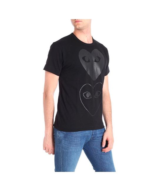 COMME DES GARÇONS PLAY Black Double Hearts T-Shirt for men