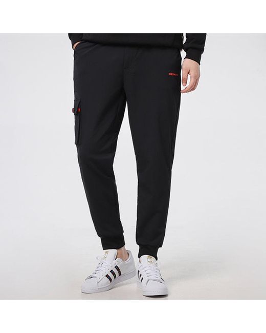 Adidas Black Neo Running Training Cozy Breathable Casual Woven Sports Pants for men