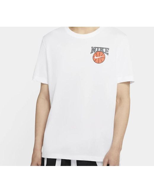 Nike White Dri-Fit Dunk On U Basketball Printing Short Sleeve for men