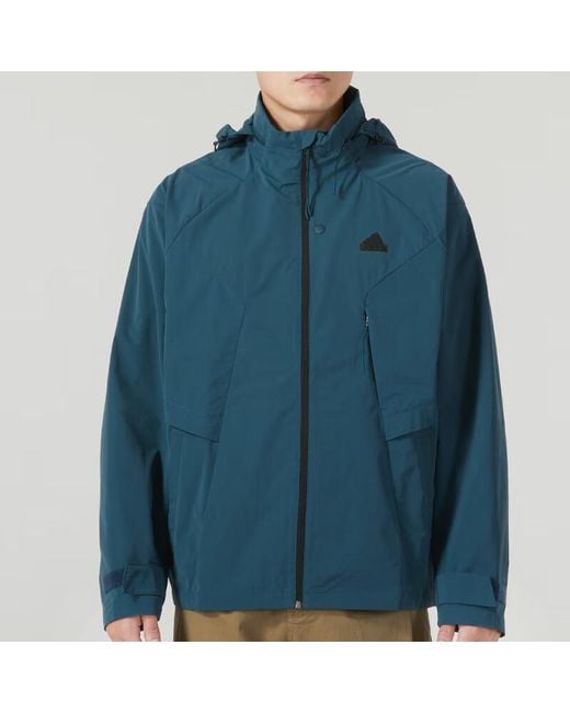 Adidas Blue Tech Top Woven Jackets for men