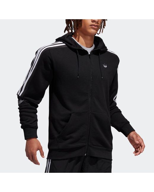 Adidas Black Originals Logo Printing Casual Hooded Jacket for men