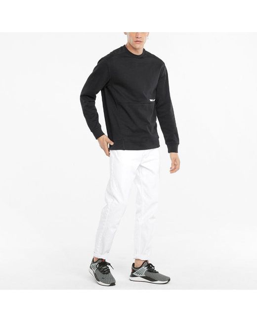 PUMA Black Winterized Crew Logo for men
