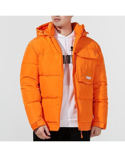 PUMA Orange Hoodie Loose Down Jacket for men