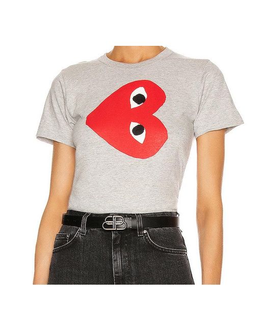 COMME DES GARÇONS PLAY Gray (Wmns) Side Logo Tee