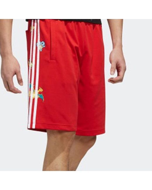 Adidas Red Neo X Pokmon Crossover Series Pikachu Printing Shorts for men
