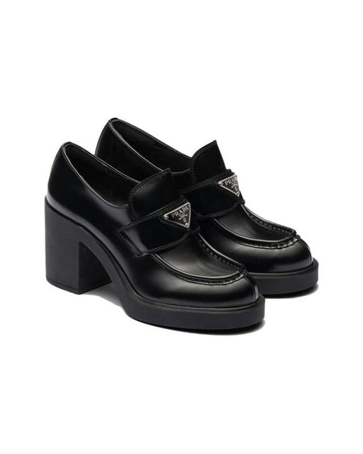 Prada Black (Wmns) Chocolate Brushed Leather Loafers