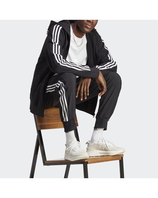 Adidas Black Aeroready Essentials Tapered Cuff Woven 3-Stripes Pants for men