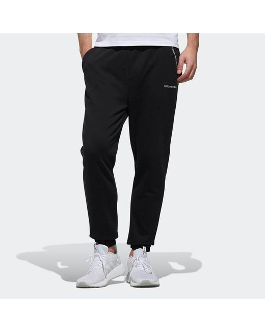 Adidas Black Neo Logo Cozy Breathable Casual Sports Long Pants for men