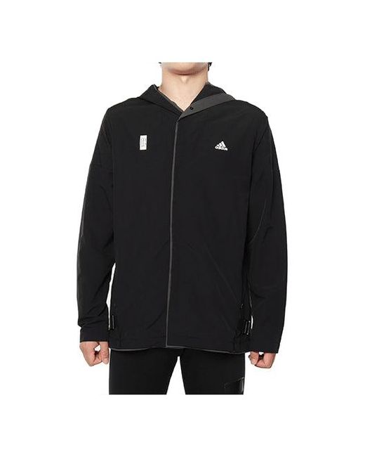 Adidas Black Sports Zipper Woven Long Sleeves Logo Jacket for men