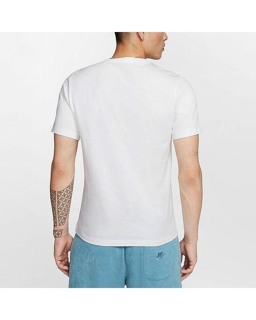 Nike White Sportswear Printing Pattern Round Neck Short Sleeve for men