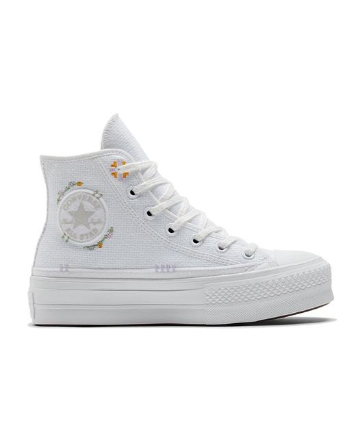 Converse White (Wmns) Chuck Taylor All Star Lift Platform High 'Autumn Embroidery'