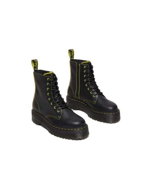Dr. Martens Black Jadon Ii Boot Neon Star Leather Platforms