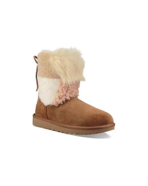 Ugg Brown Classic Short Patchwork Fluff