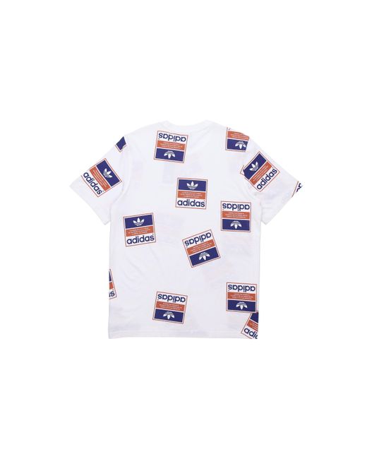 Adidas White Originals Stckerbomb Tee Round Neck Short Sleeve for men