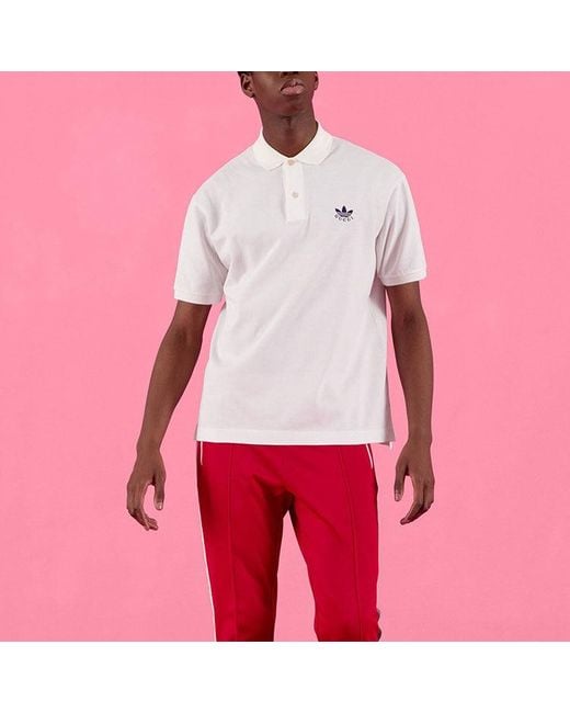 Adidas White X Gucci Cotton Piquet Polo for men