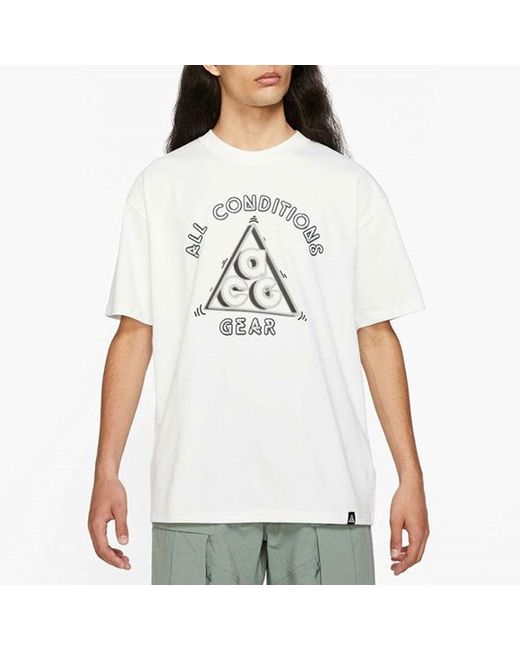 Nike White Acg Outdoor Sports Alphabet Printing Short Sleeve for men