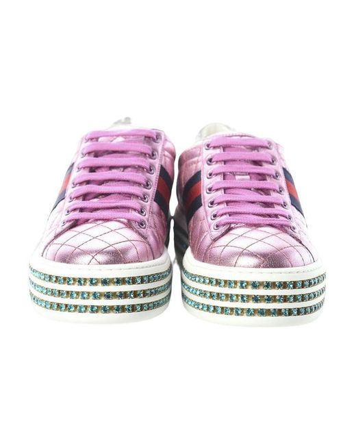 Gucci Pink (Wmns) Ace Platform With Crytals