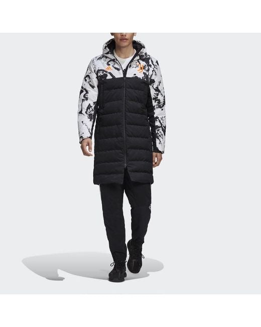 Adidas Black Juve Ssp Dwcoat Juventus Colorblock Soccer/Football Mid-Length Sports Hooded Down Jacket for men
