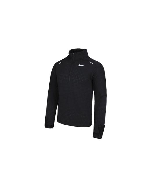 Nike Black Sphere Dri-Fit Half Zipper Fleece Stay Warm Running Training Long Sleeves Pullover for men