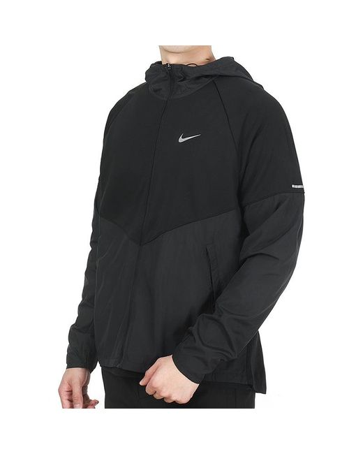 Nike Blue M Nk Tf Turf Rpl Miler Jacket Hooded Cardigan Zipper Windproof Splicing for men