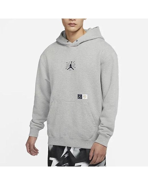 Nike Gray Cny New Year's Edition Embroidered Logo Sports Pullover for men