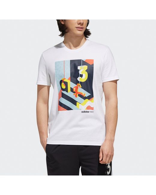Adidas White Neo Cs Ris T-Shirt Shoyel' for men