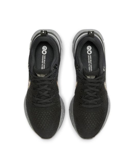 Nike Black React Infinity Run Flyknit 2 Metallic' for men