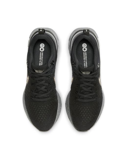 Nike Black React Infinity Run Flyknit 2 Metallic' for men