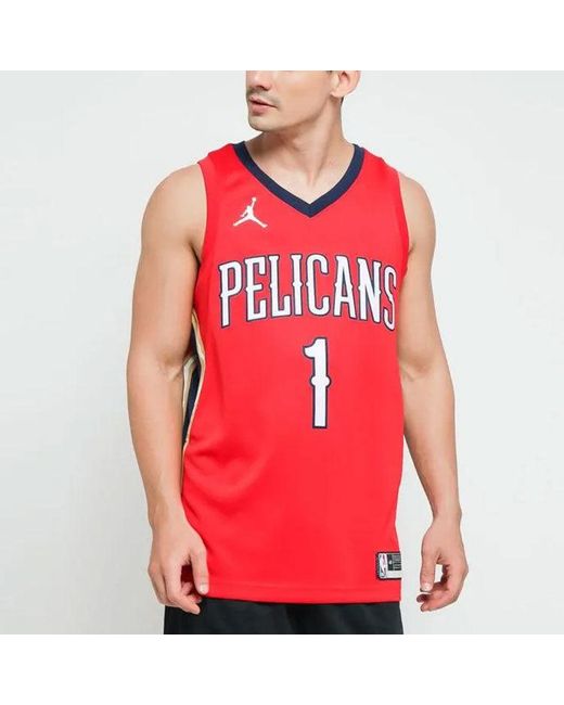 Nike Red Nba Zion Williamson New Orleans Pelicans 2020/21 Fan Edition Jersey #1 for men