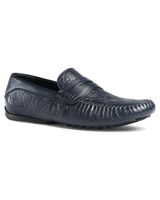 Gucci Blue Penny Slip On Loafers for men