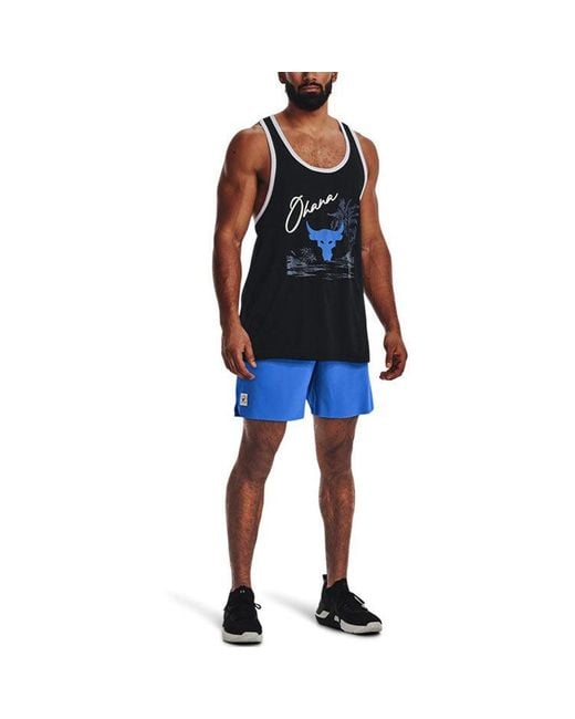 Under Armour Blue Project Rock Hybrid Shorts for men